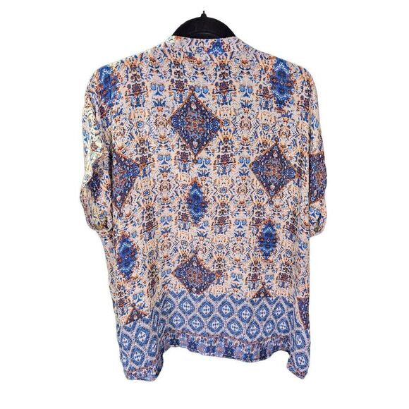 Valerie Stevens Multicolor Short Sleeves V-Neck Surplice Top Women's XL - Picture 2 of 5